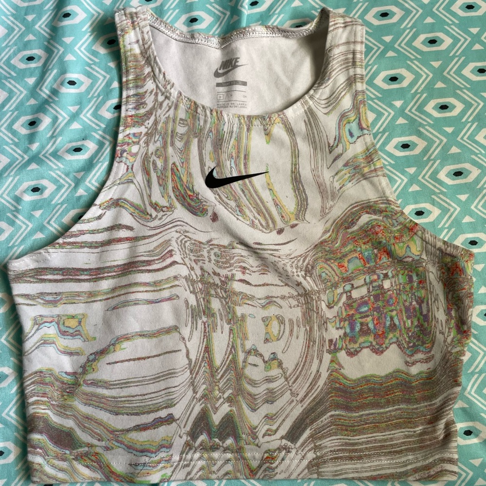Nike Tight Fit Green Marble Crop Top